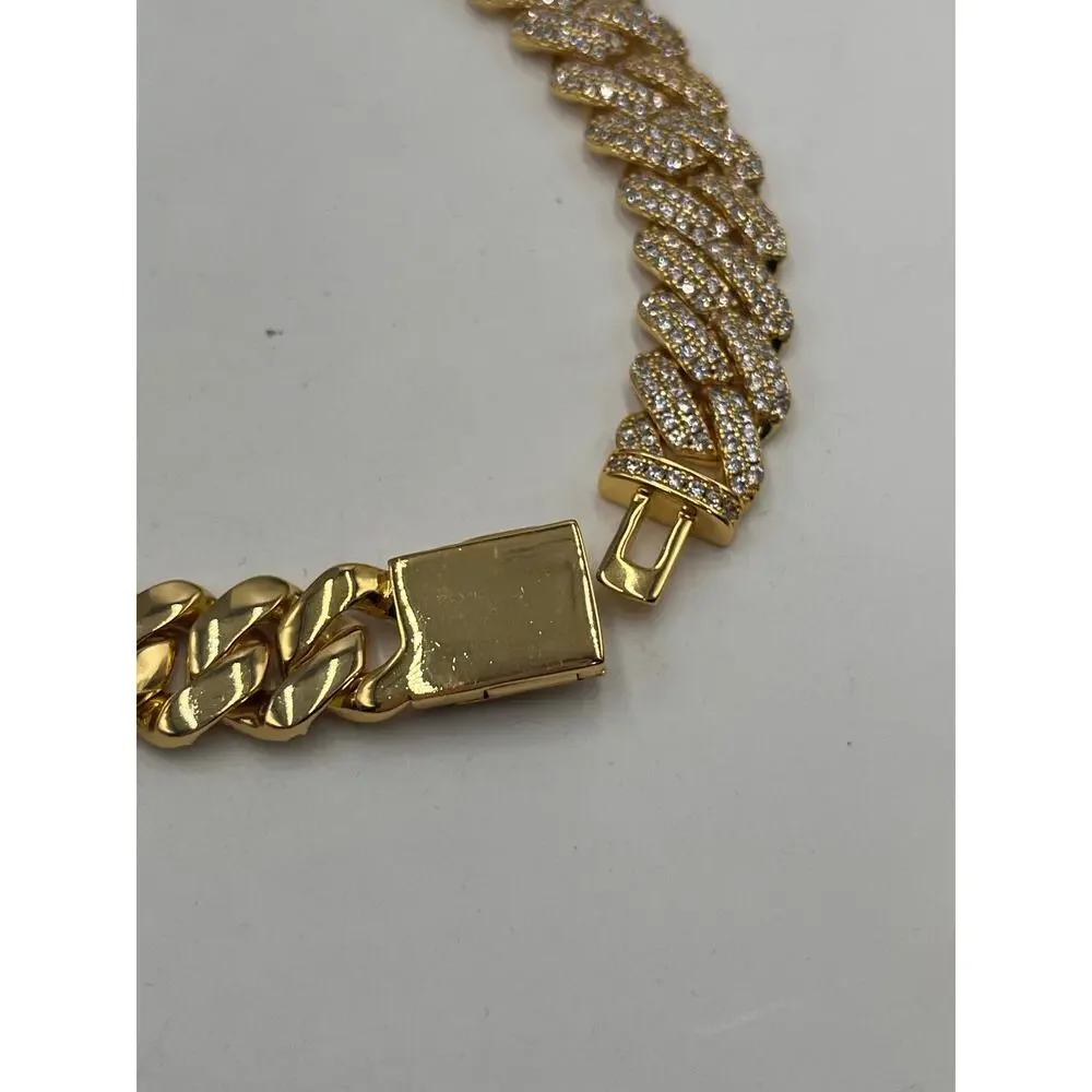 Gold Presidents Designer‎ Pres Cuban Link Cubic Zirconia 18k Gold Plated (12MM)